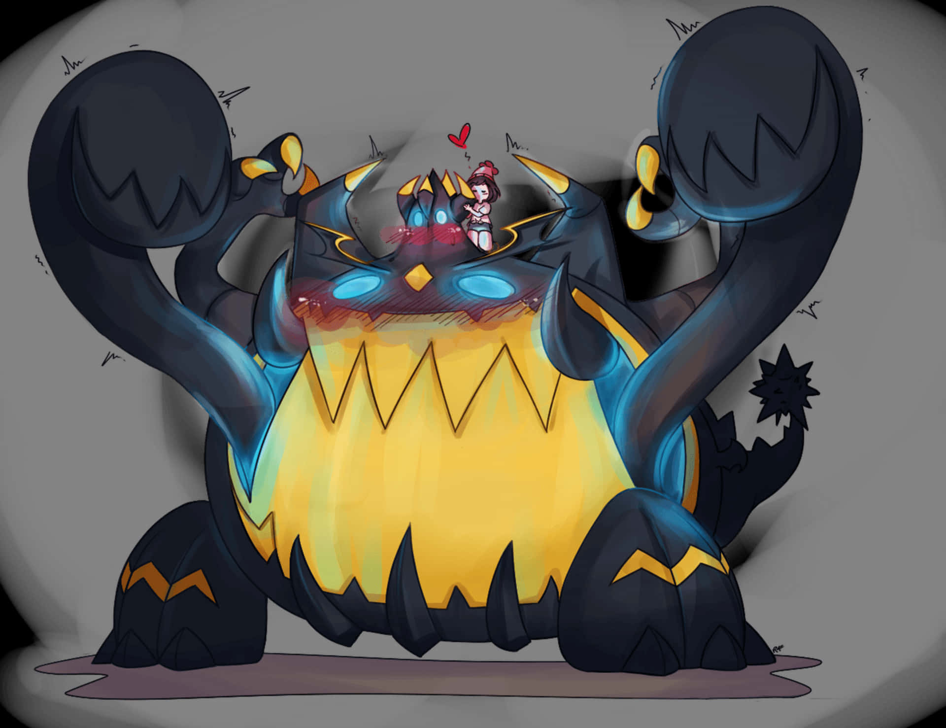 Selene Hugging Guzzlord Background