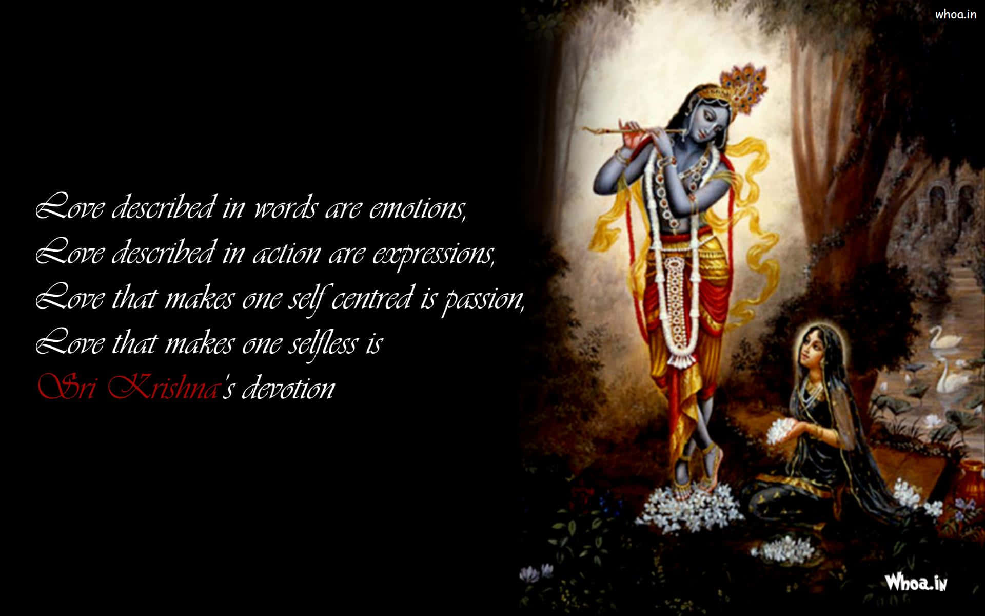 Selfless Love To Sri Krishna Quotation Background