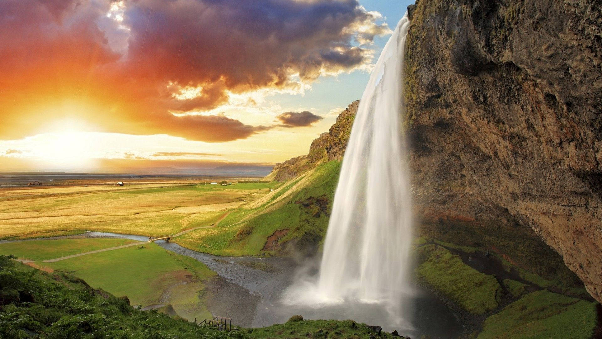 Seljalandsfoss Waterfall Background