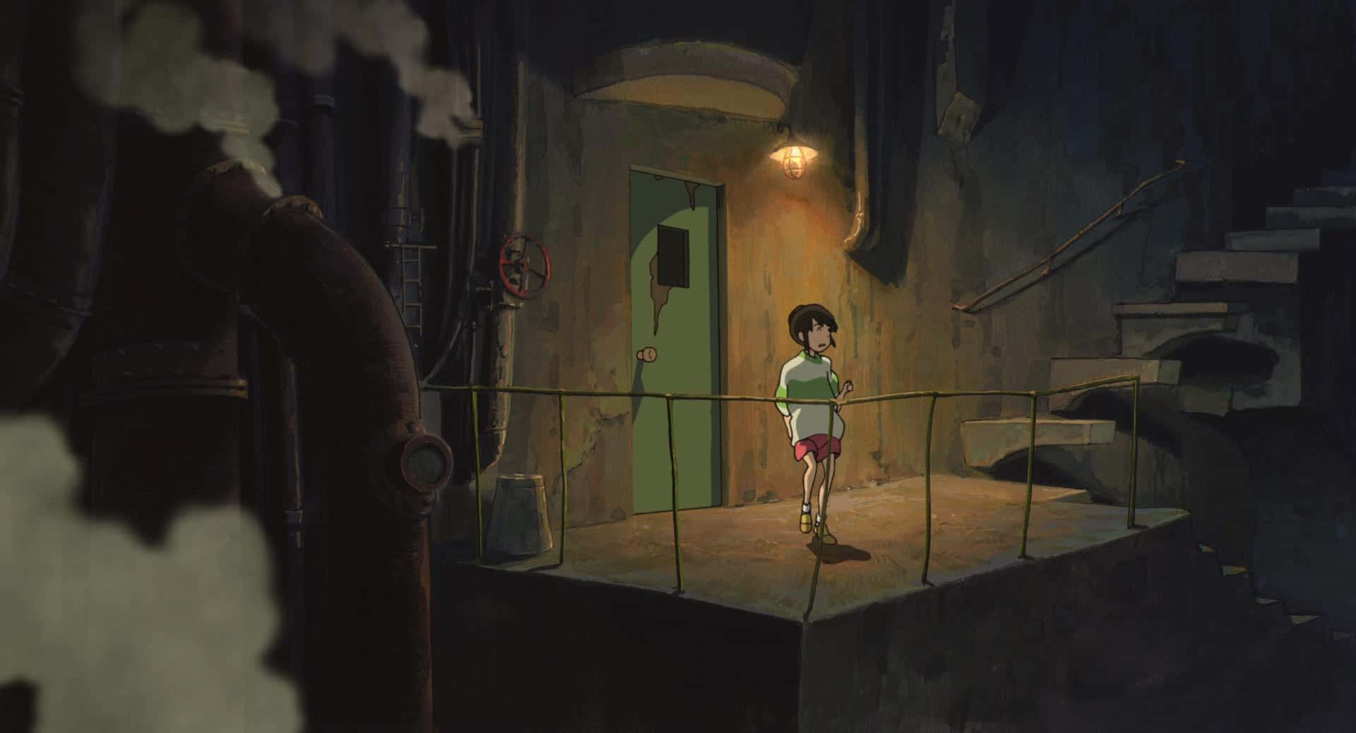 Sen To Chihiro No Kamikakushi Outside Staircase Background