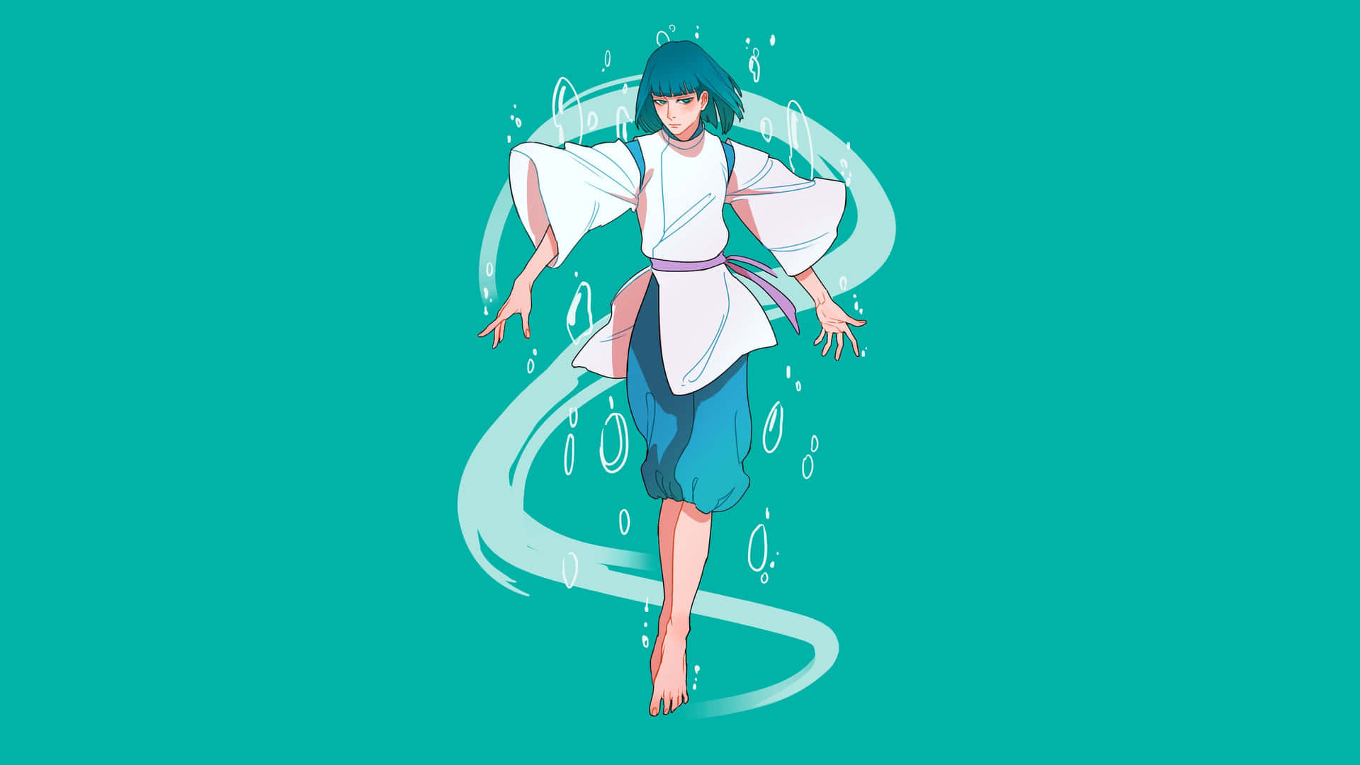 Sen To Chihiro No Kamikakushi Teal Background
