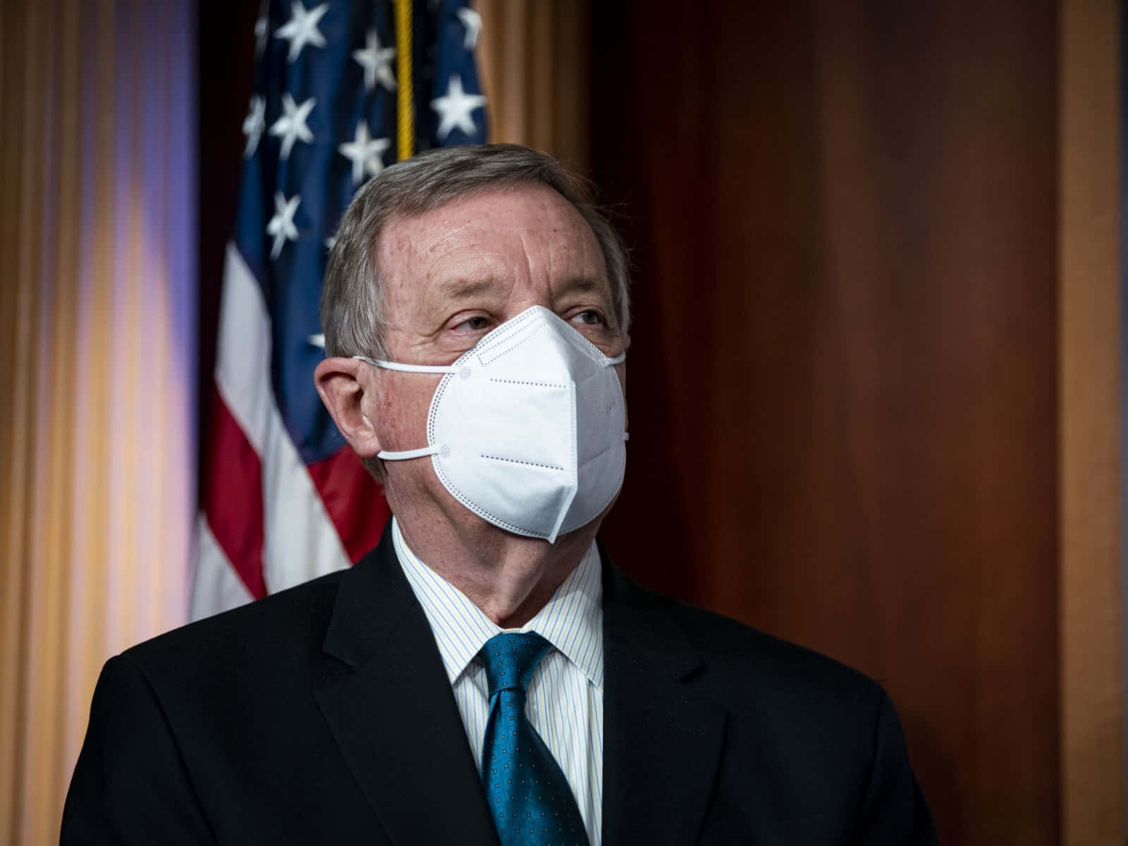 Senate Leader Richard Durbin Wearing Mask Background