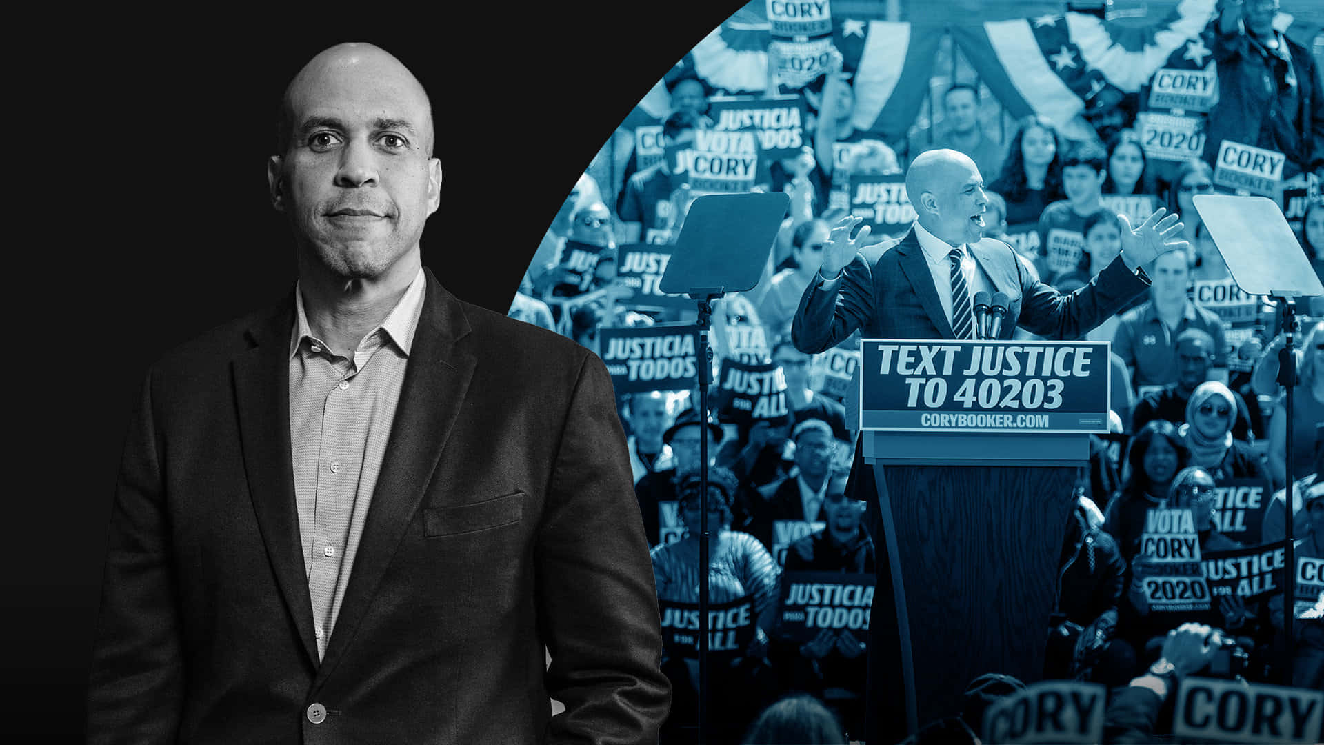 Senator Cory Booker Delivering A Passionate Speech Background