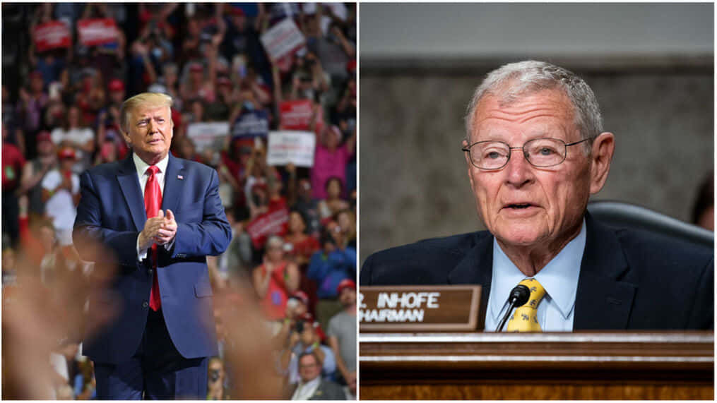 Senator Jim Inhofe Standing Alongside President Donald Trump Background