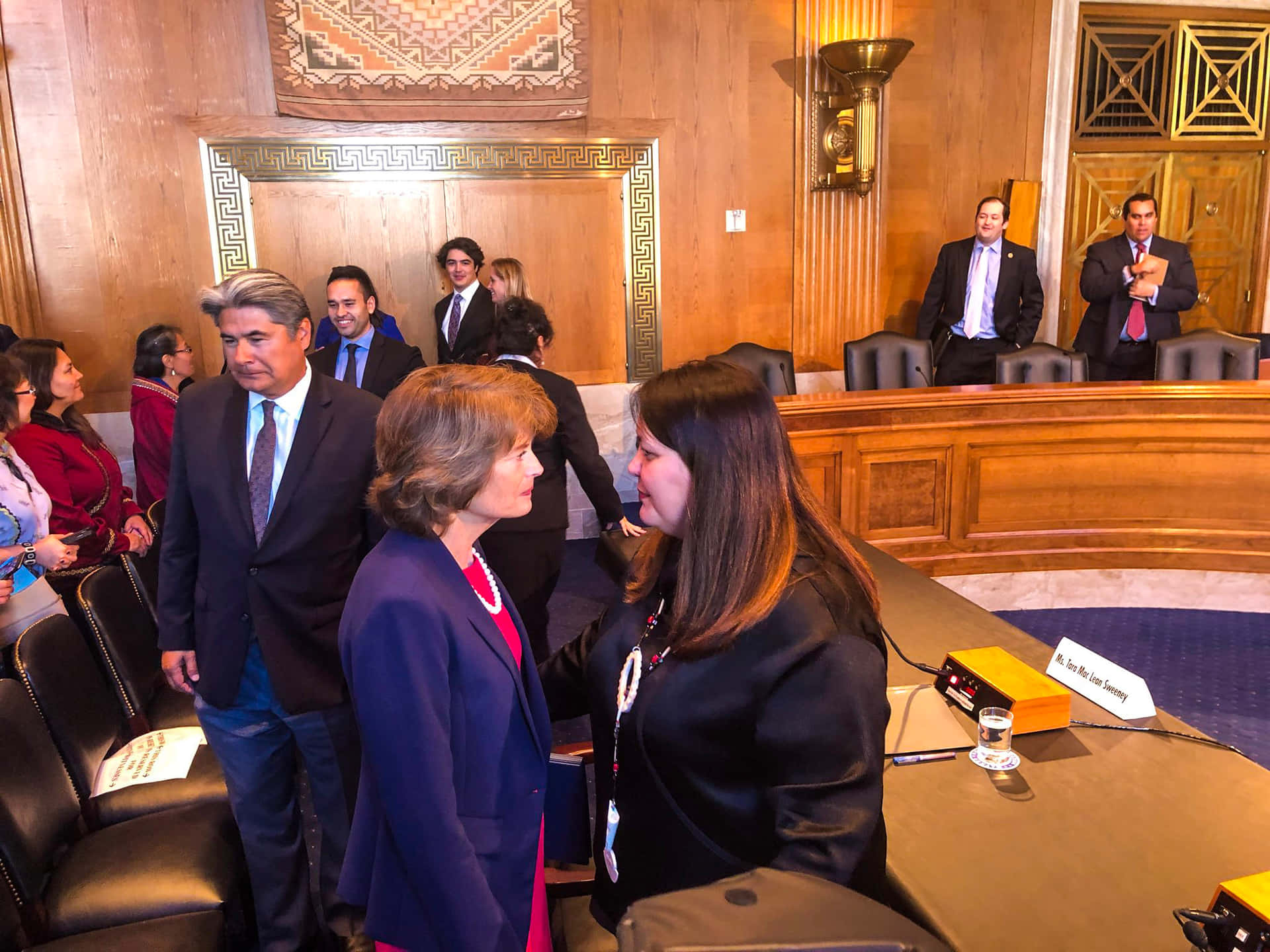 Senator Lisa Murkowski In A Thoughtful Conversation Background