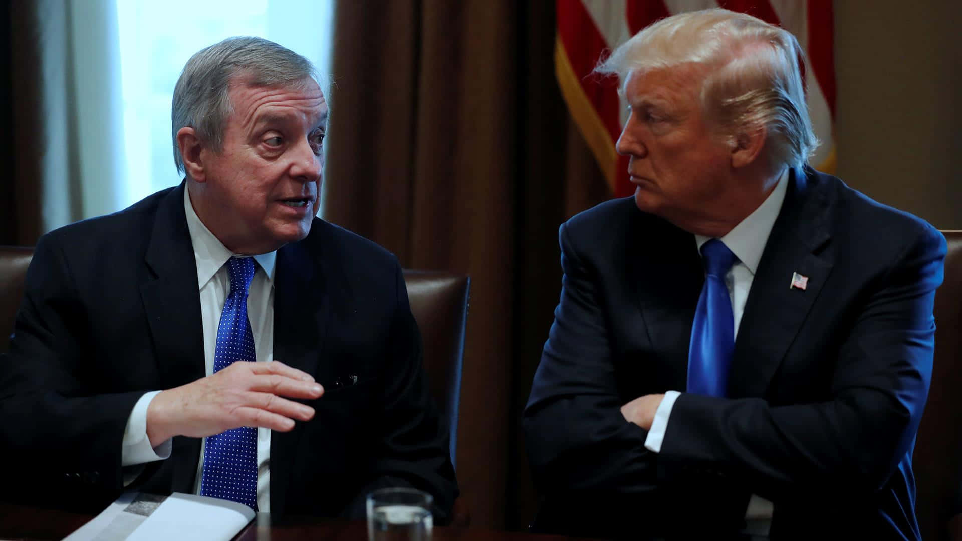 Senator Richard Durbin In Discussion With President Donald Trump Background