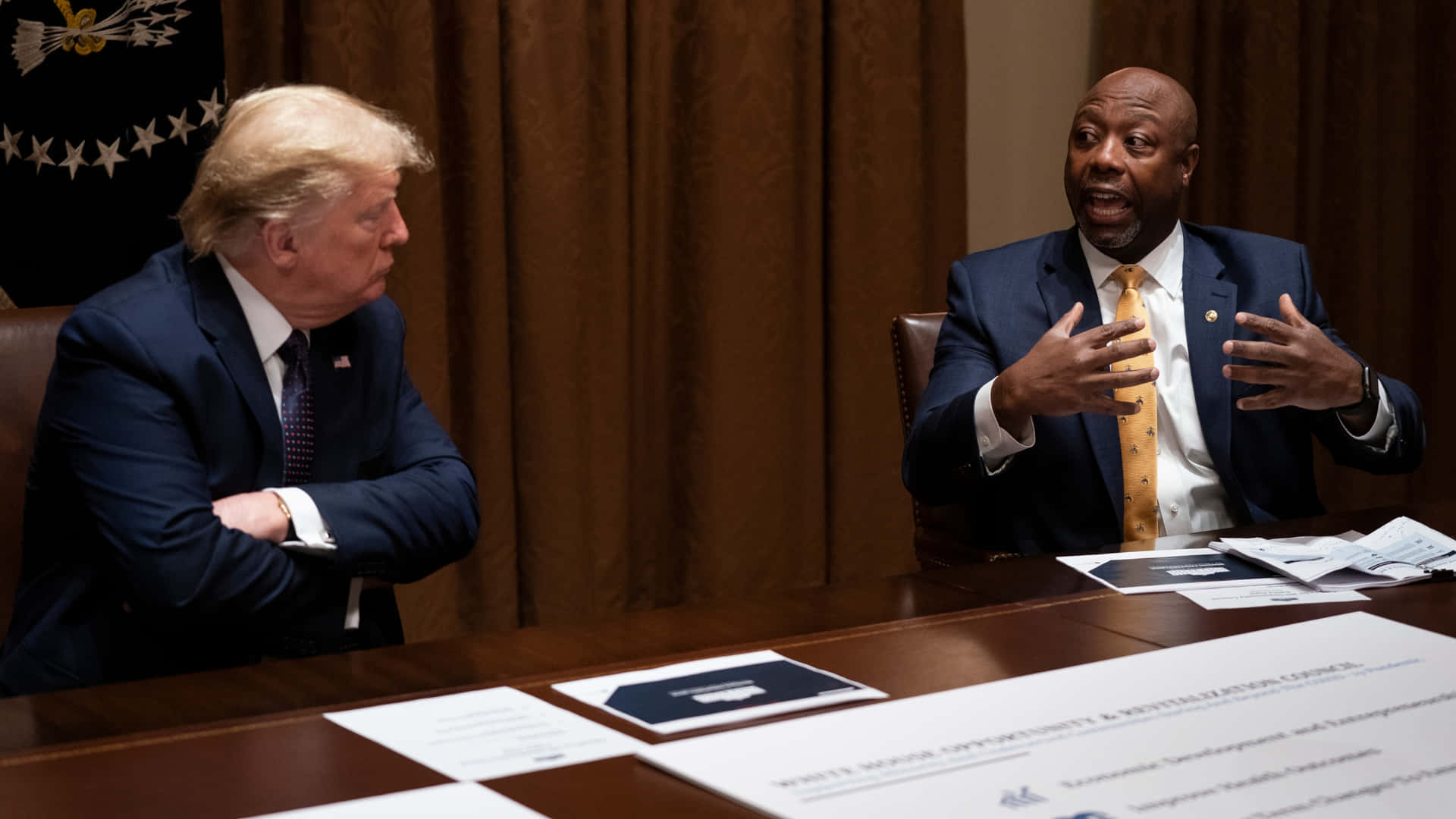 Senator Tim Scott Discussing With President Donald Trump Background
