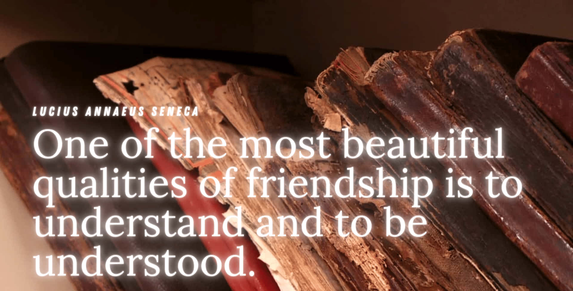 Seneca Friendship Quote Old Books Background