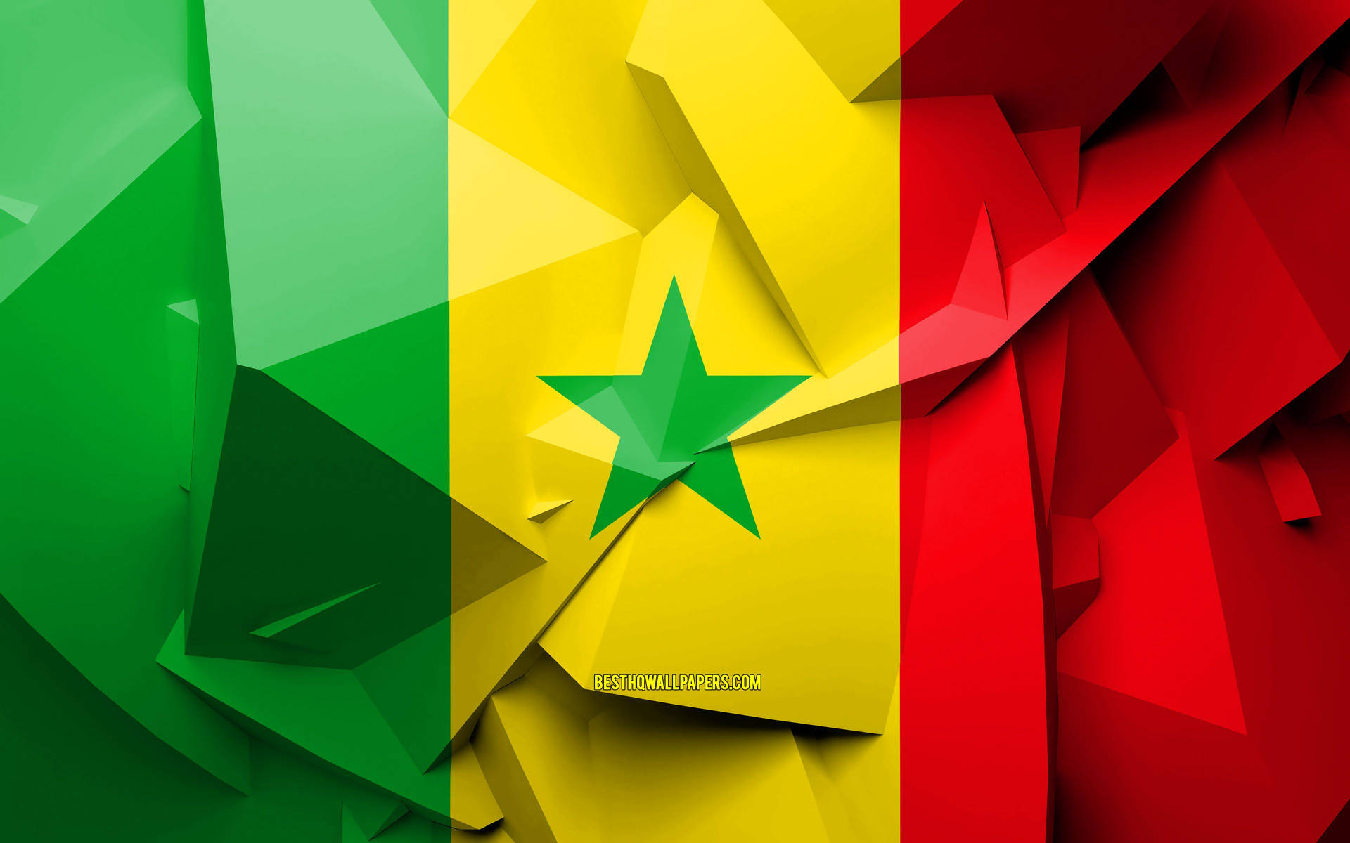 Senegal Flag With Geometric Shapes Background