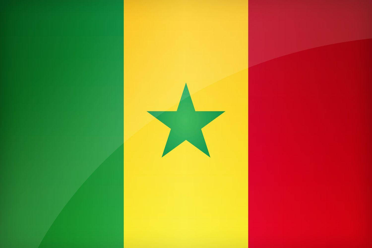 Senegal Flag With Green Star Background