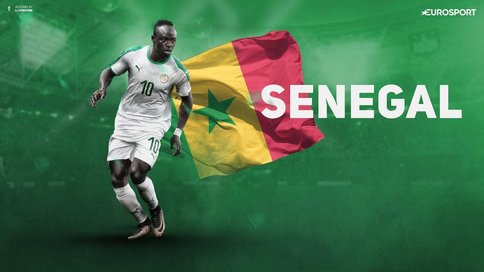 Senegal Flag With Sadio Mané Background