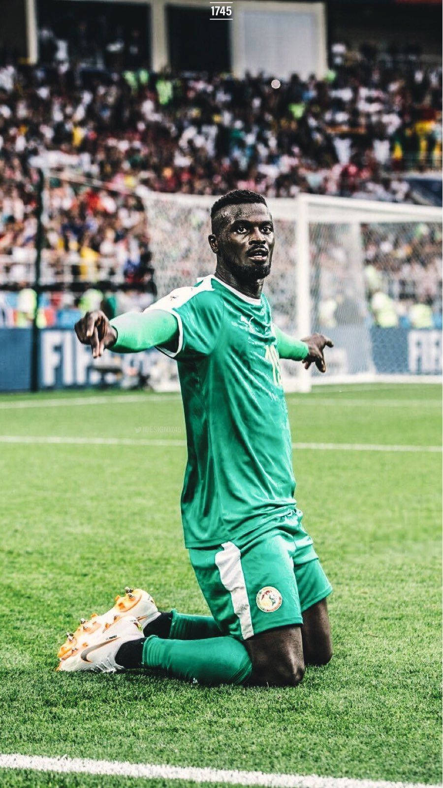 Senegal Football Player In Field Background