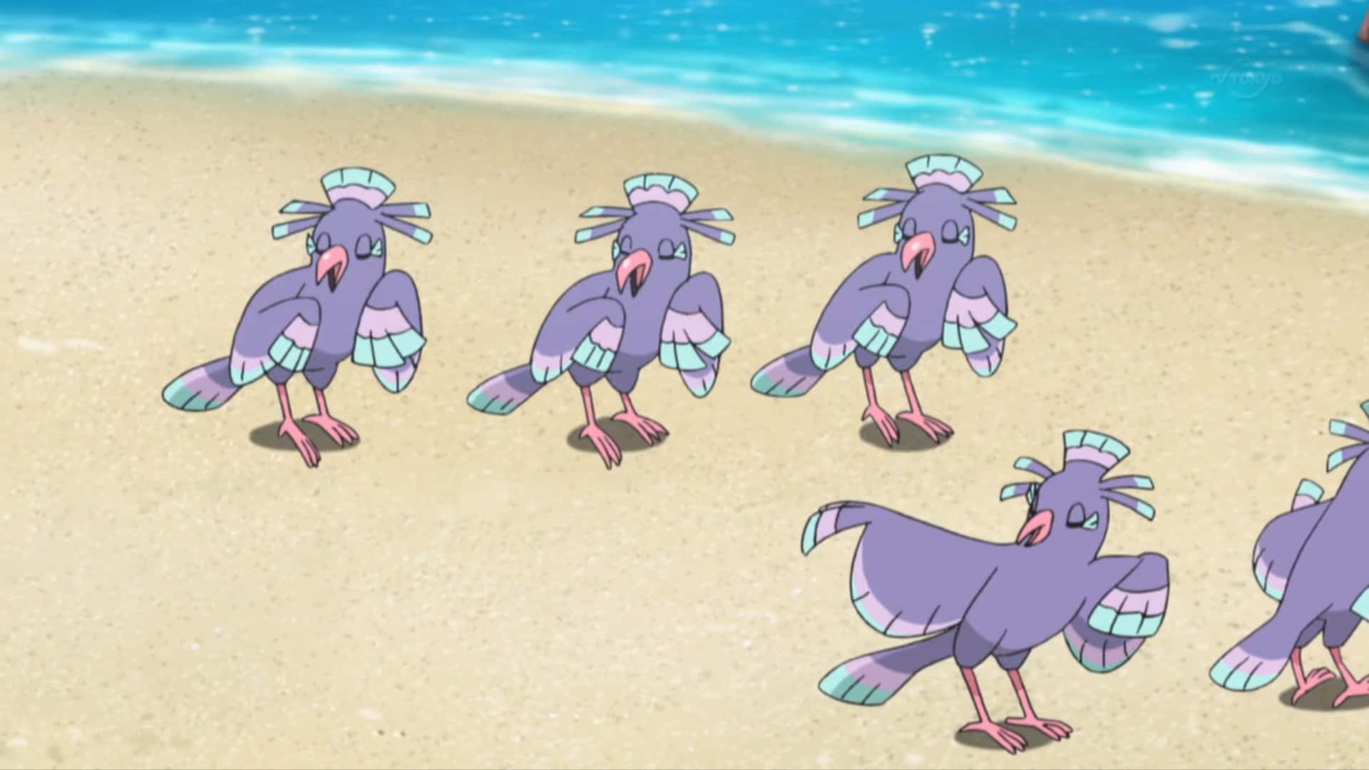 Sensu Style Oricorio On Beach Background