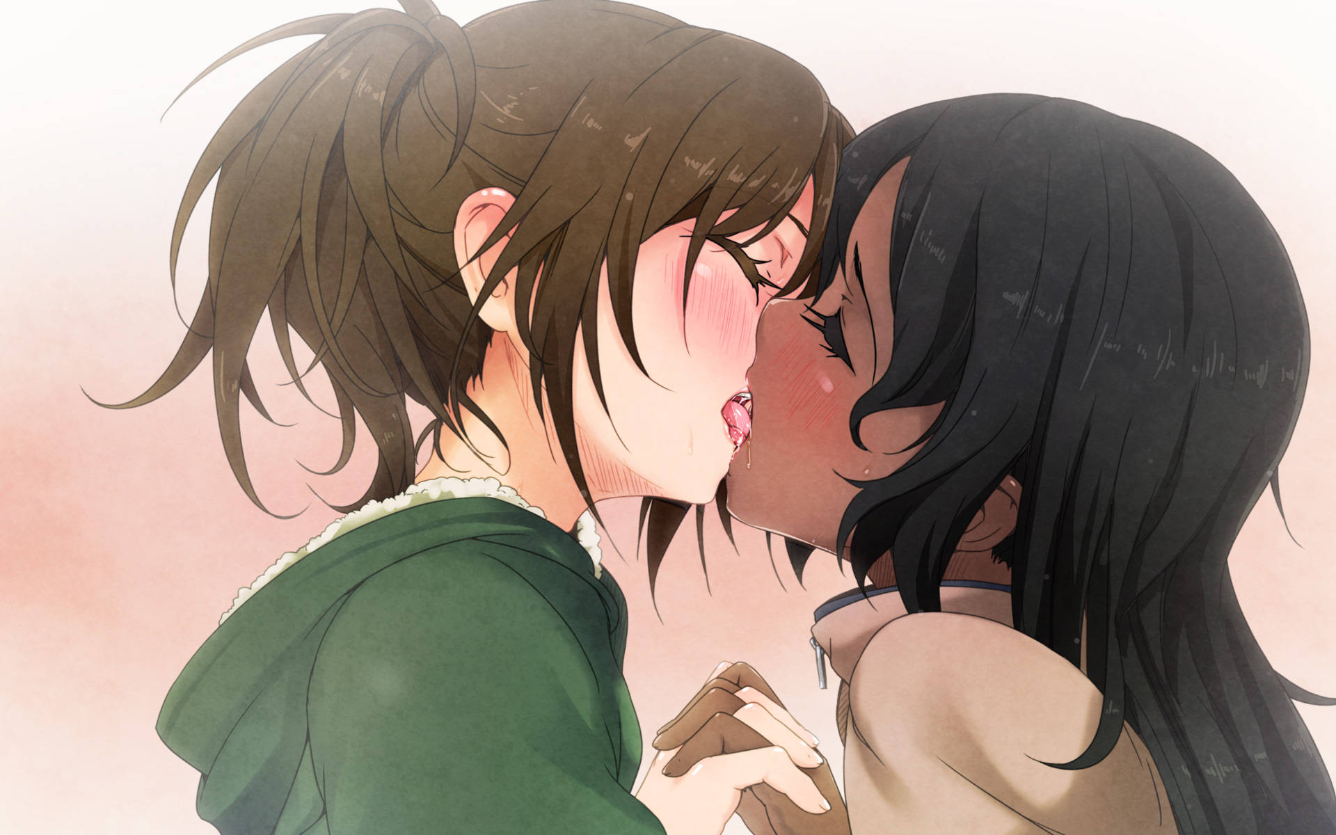 Sensual Anime Women Kissing