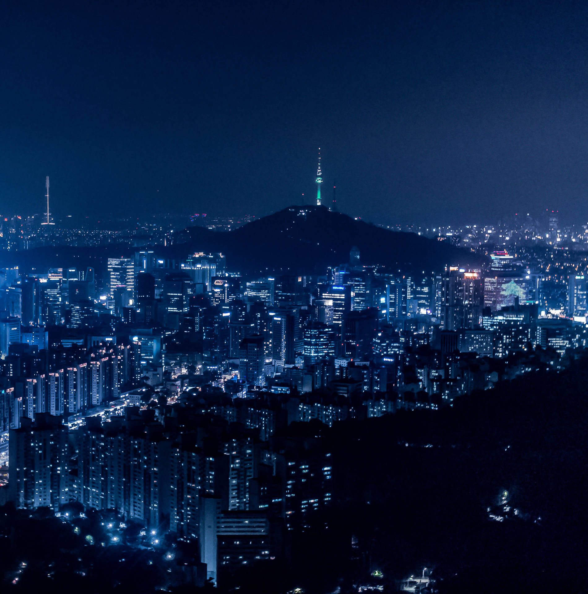 Seoul Dark Blue Night Background