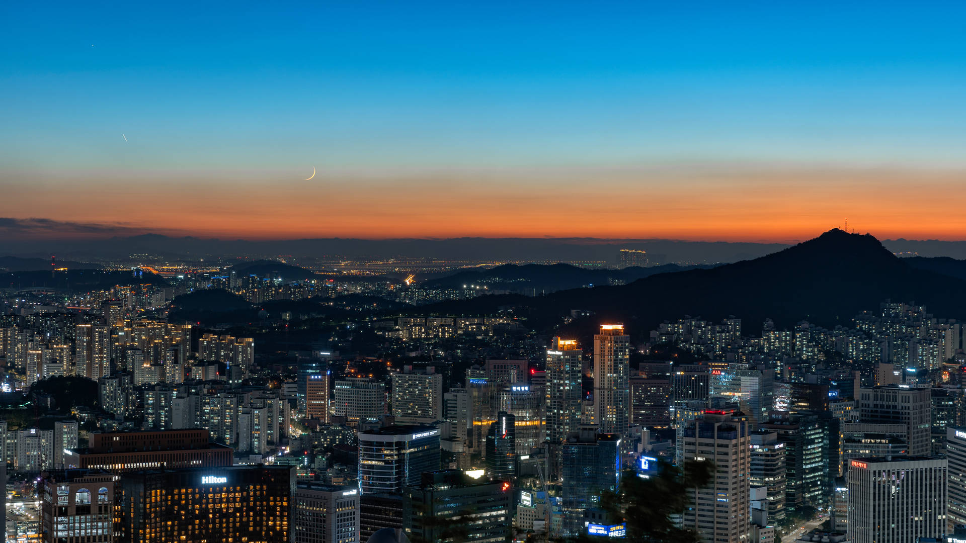 Seoul Night Cityscape Background