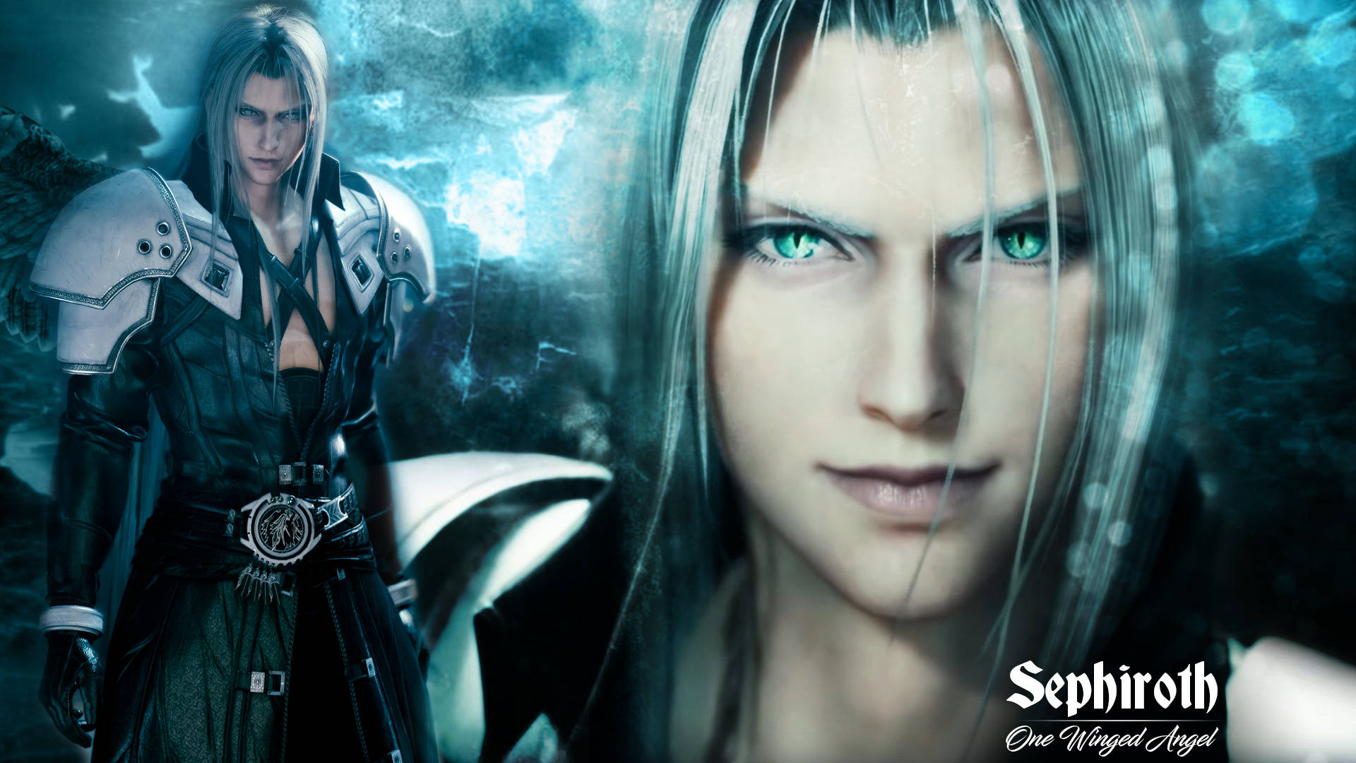 Sephiroth Green Slit Eyes Background