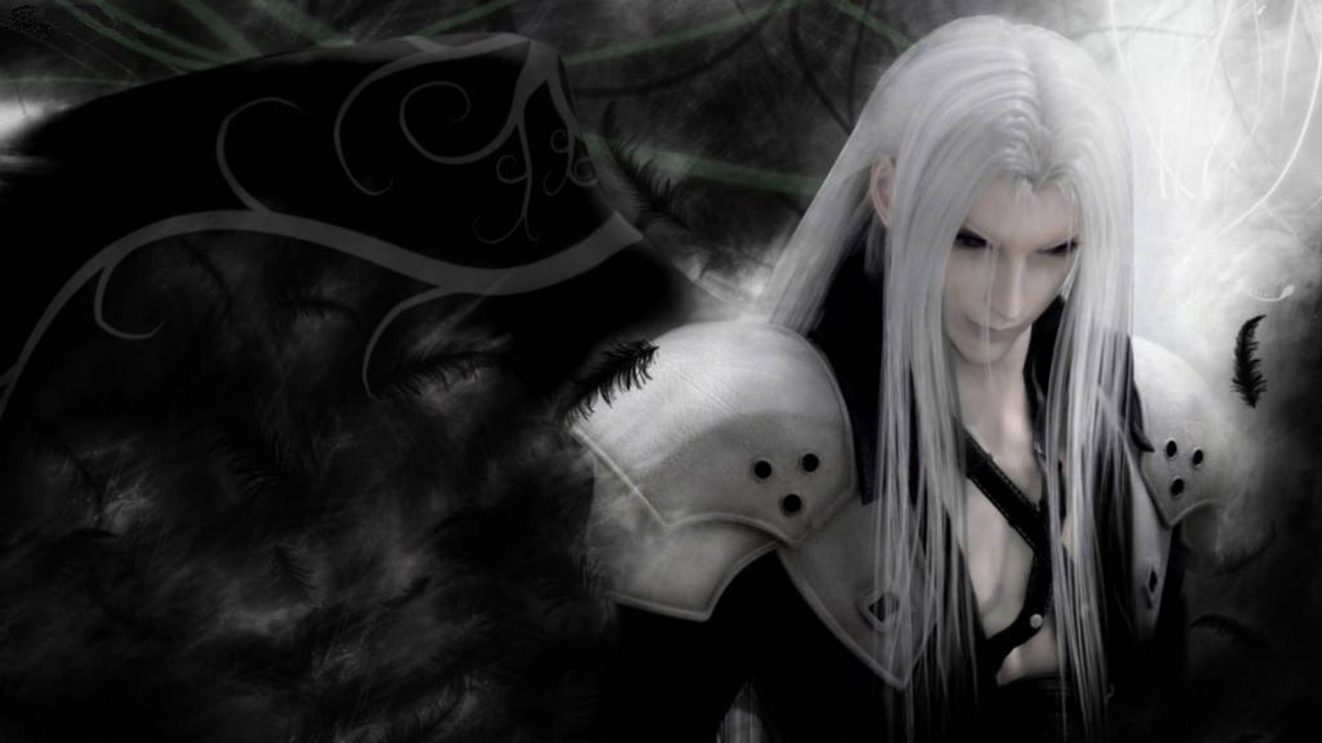 Sephiroth Pitch Black Eye And Wings Background