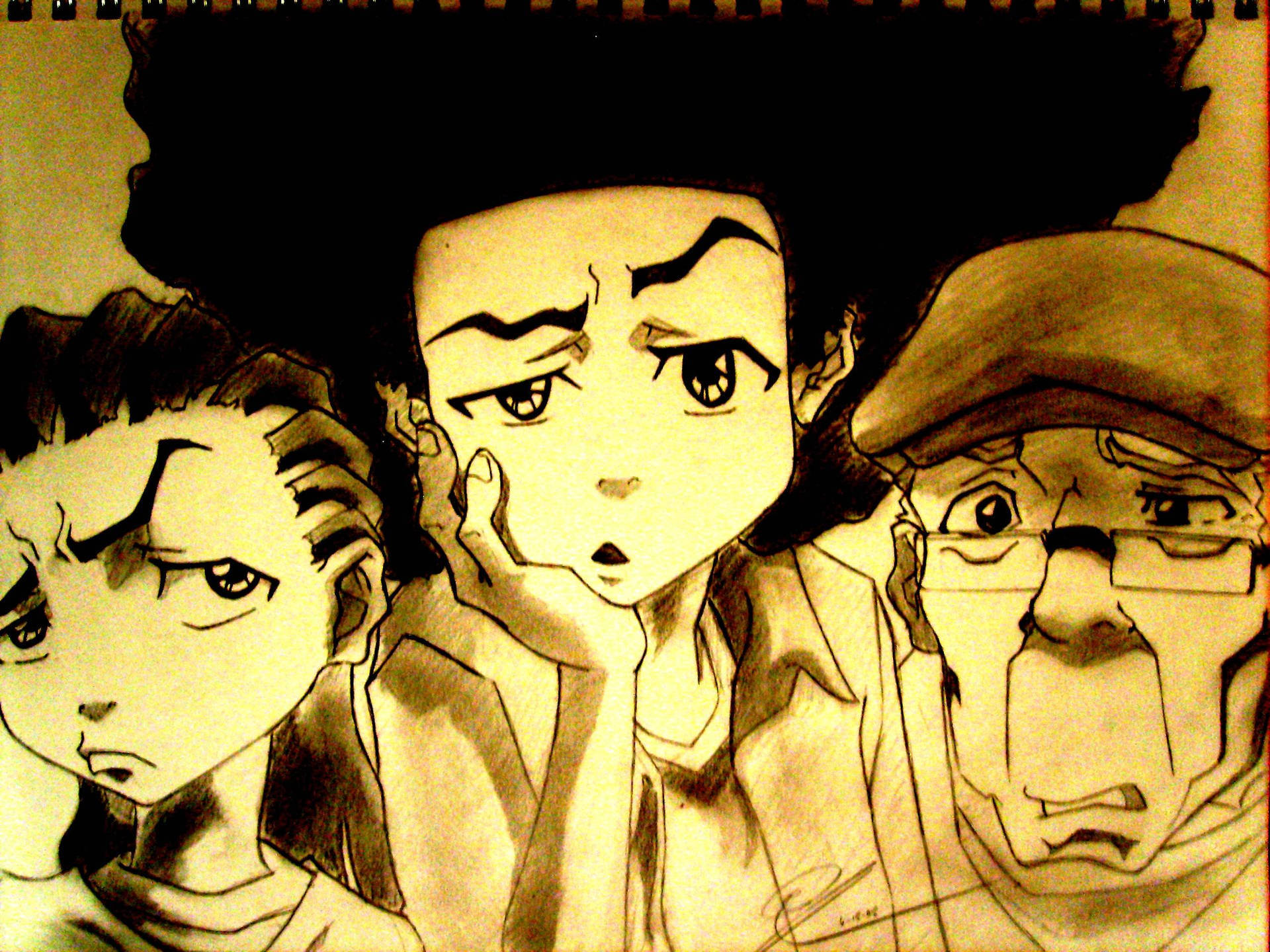 Sepia Sketch Boondocks Hd Background