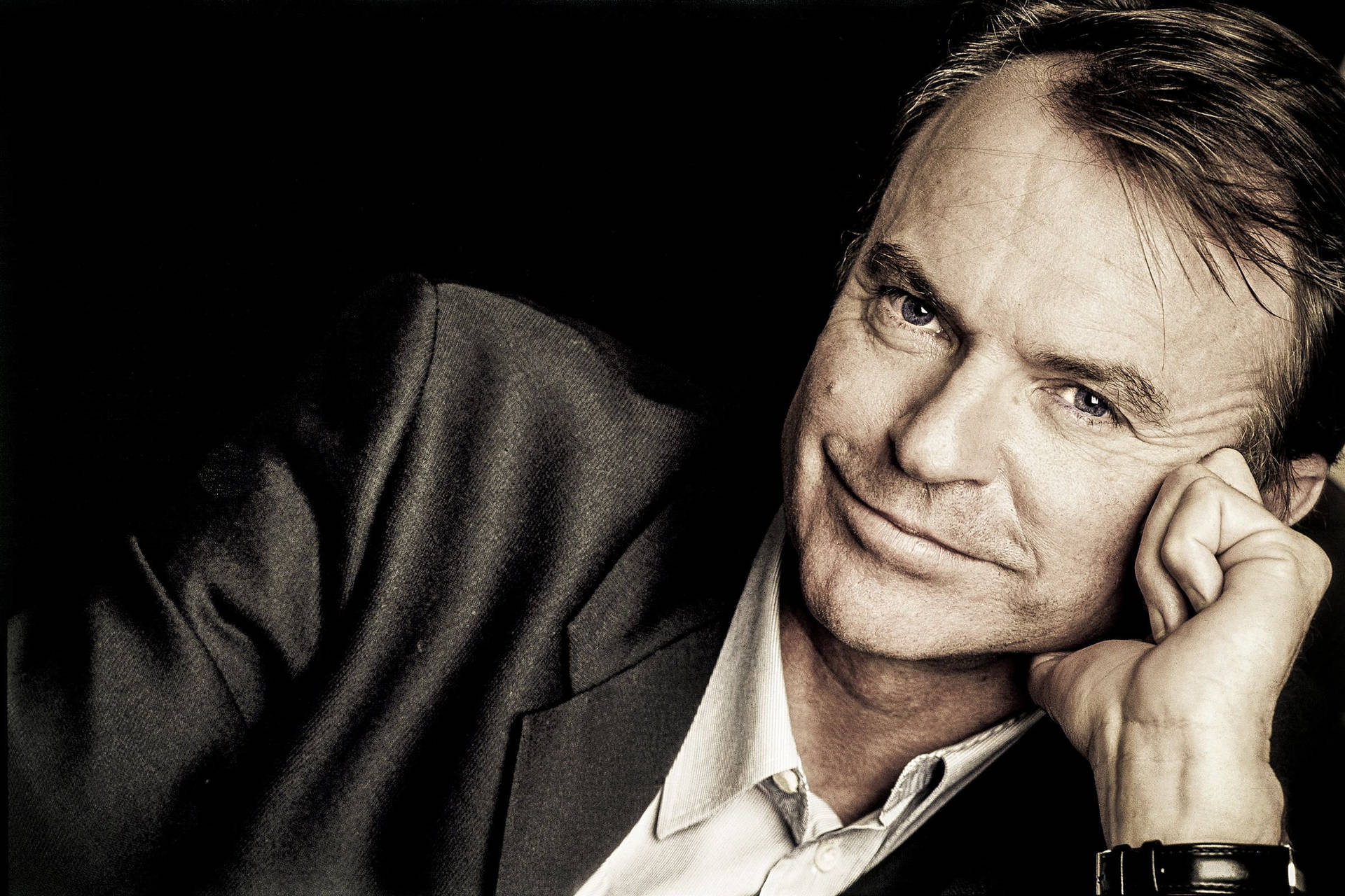 Sepia Toned New Zealand Actor Sam Neill Background