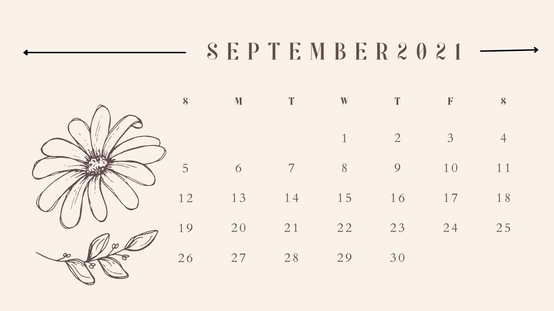 September 2021 Calendar 1920 X 1080 Background