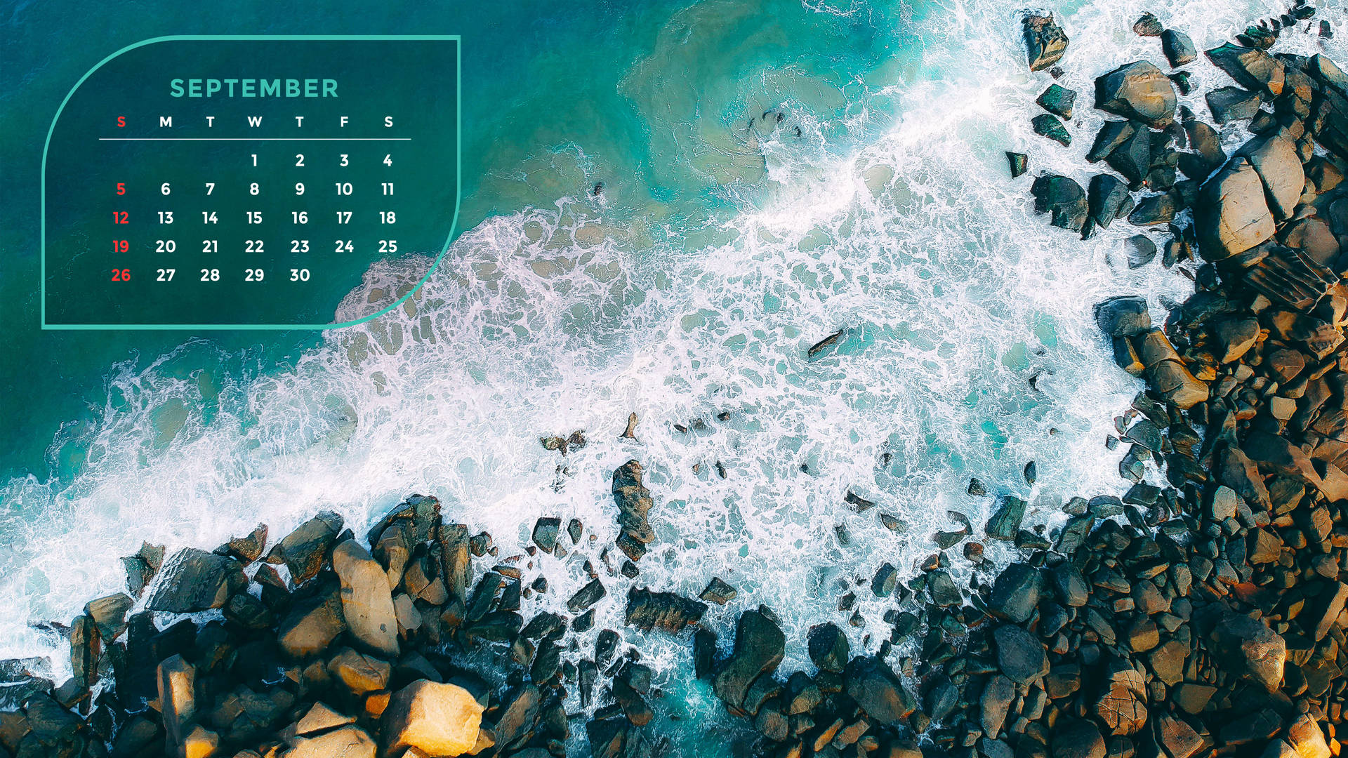 September 2021 Rocky Shore Calendar