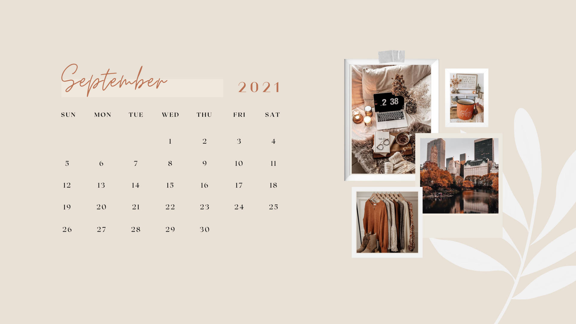 September Calendar Macbook Pro Aesthetic Background