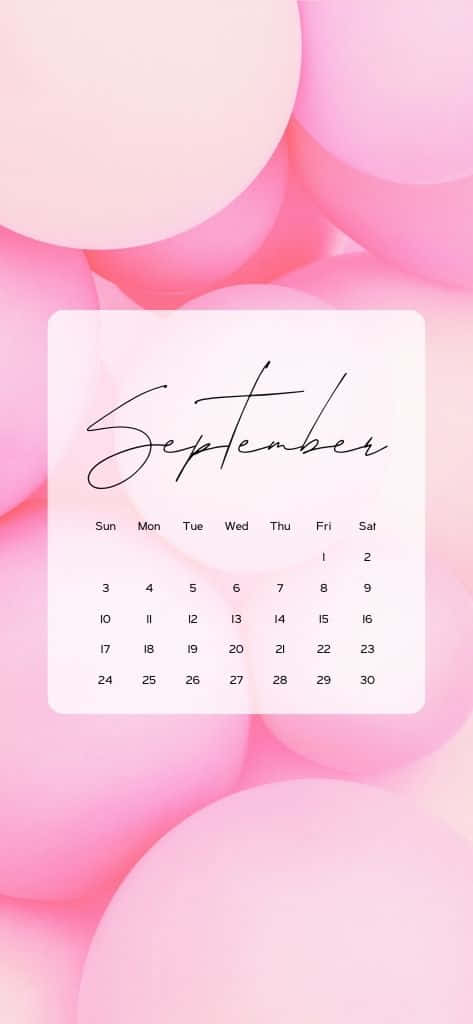 September Calendar Pink Balloons Background Background
