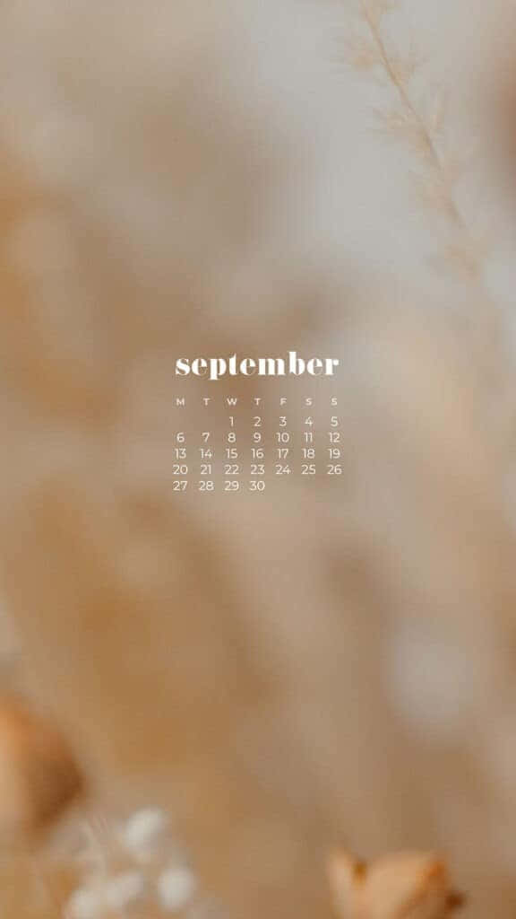 September Calendari Phone Wallpaper Background