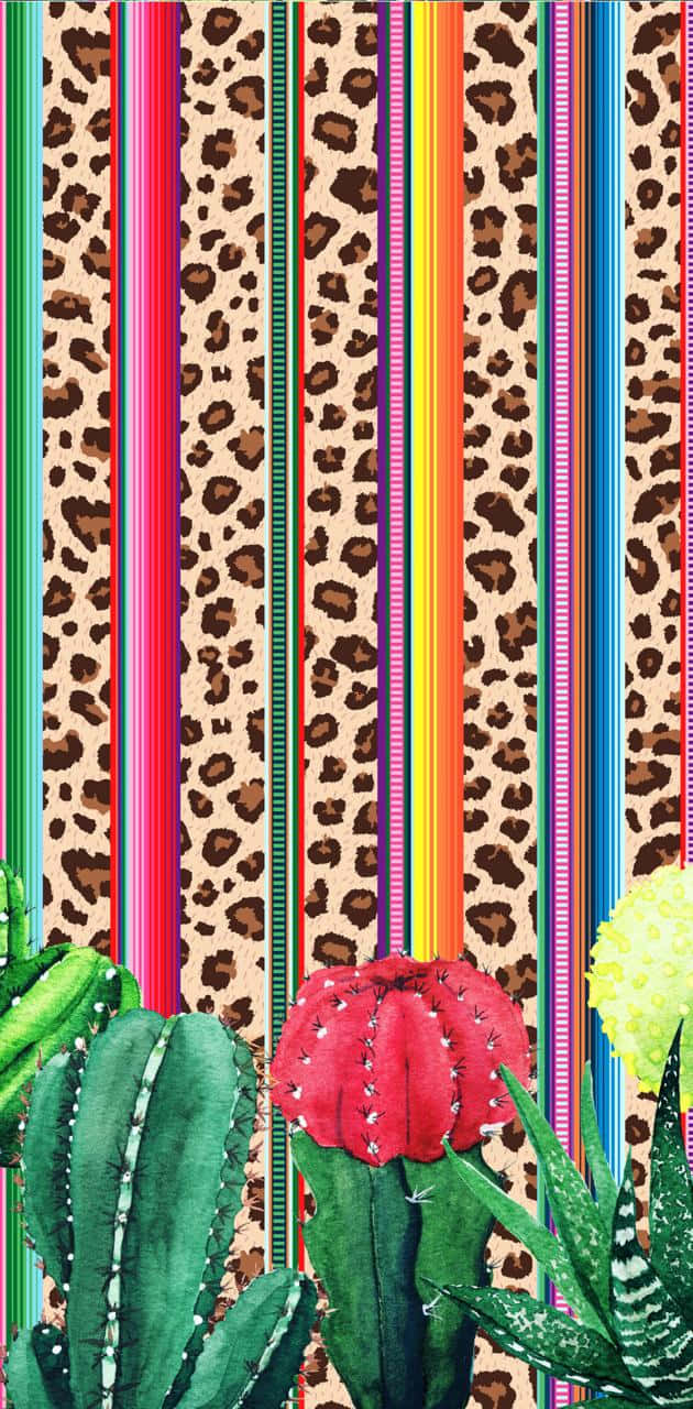 Serape With Cactus Background