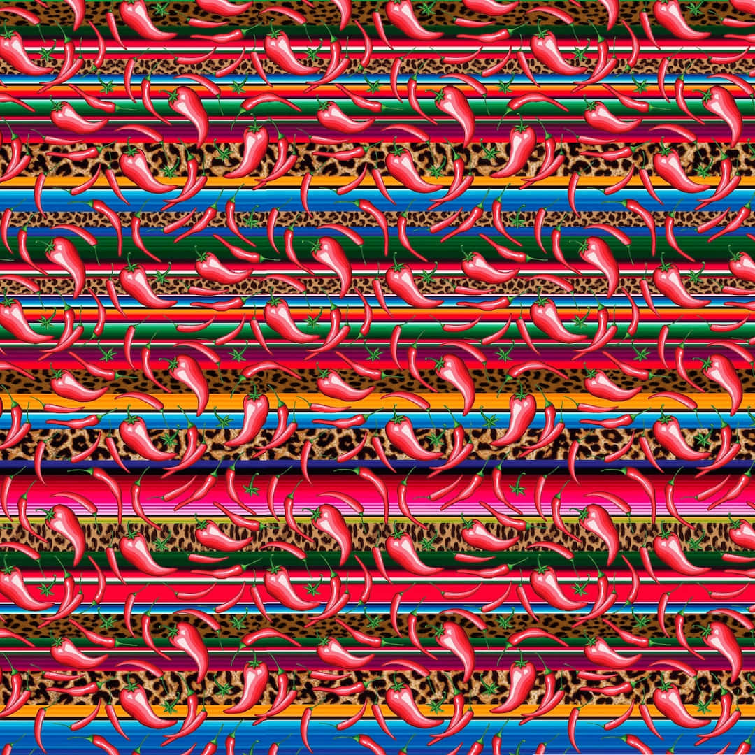 Serape With Chili Peppers Background