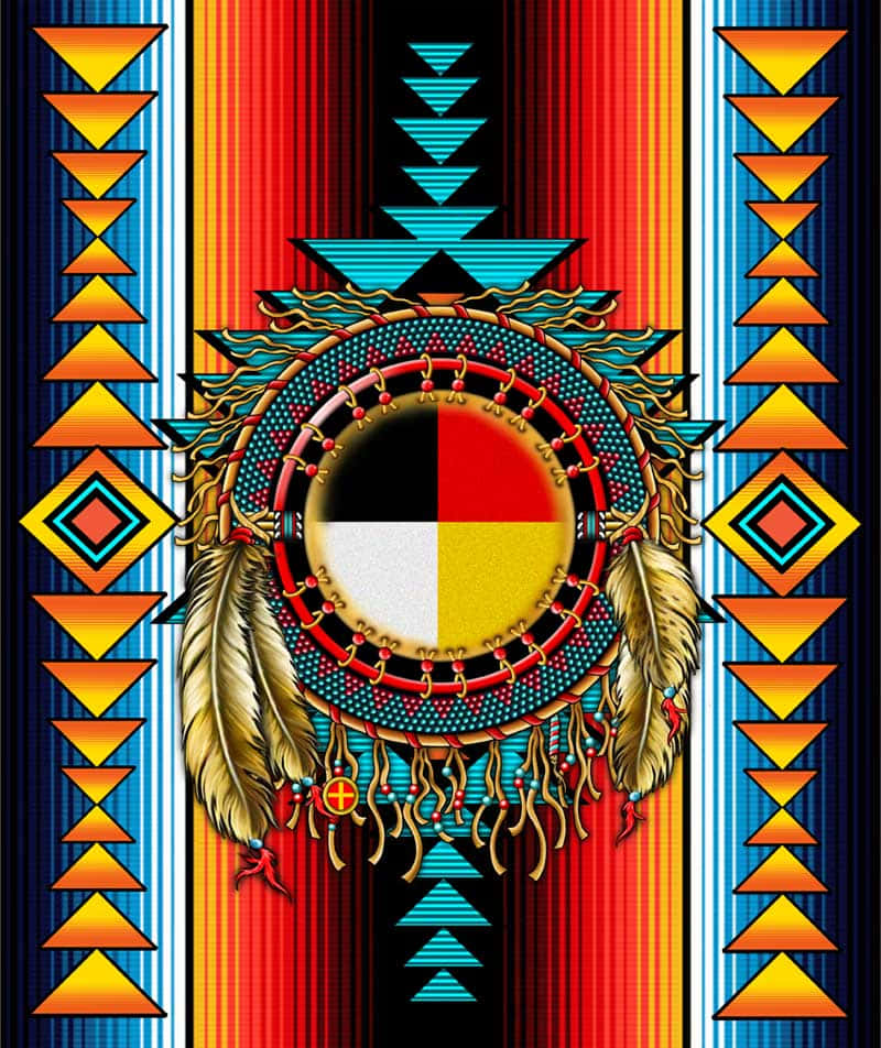 Serape With Native American Headdress Background