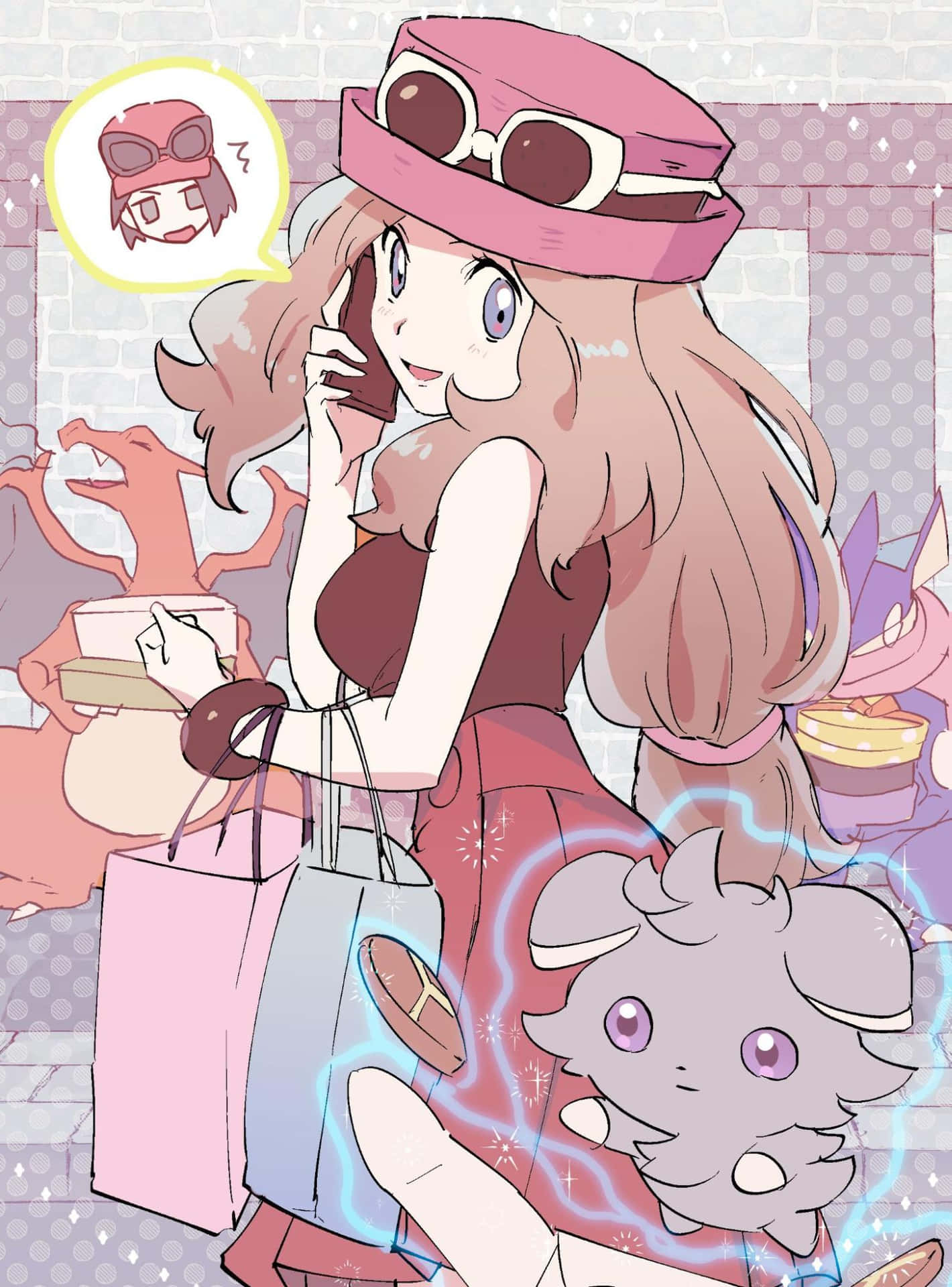 Serena And Espurr Going Shopping Background