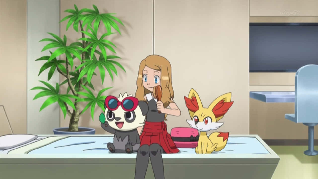 Serena Brushing Pancham Background