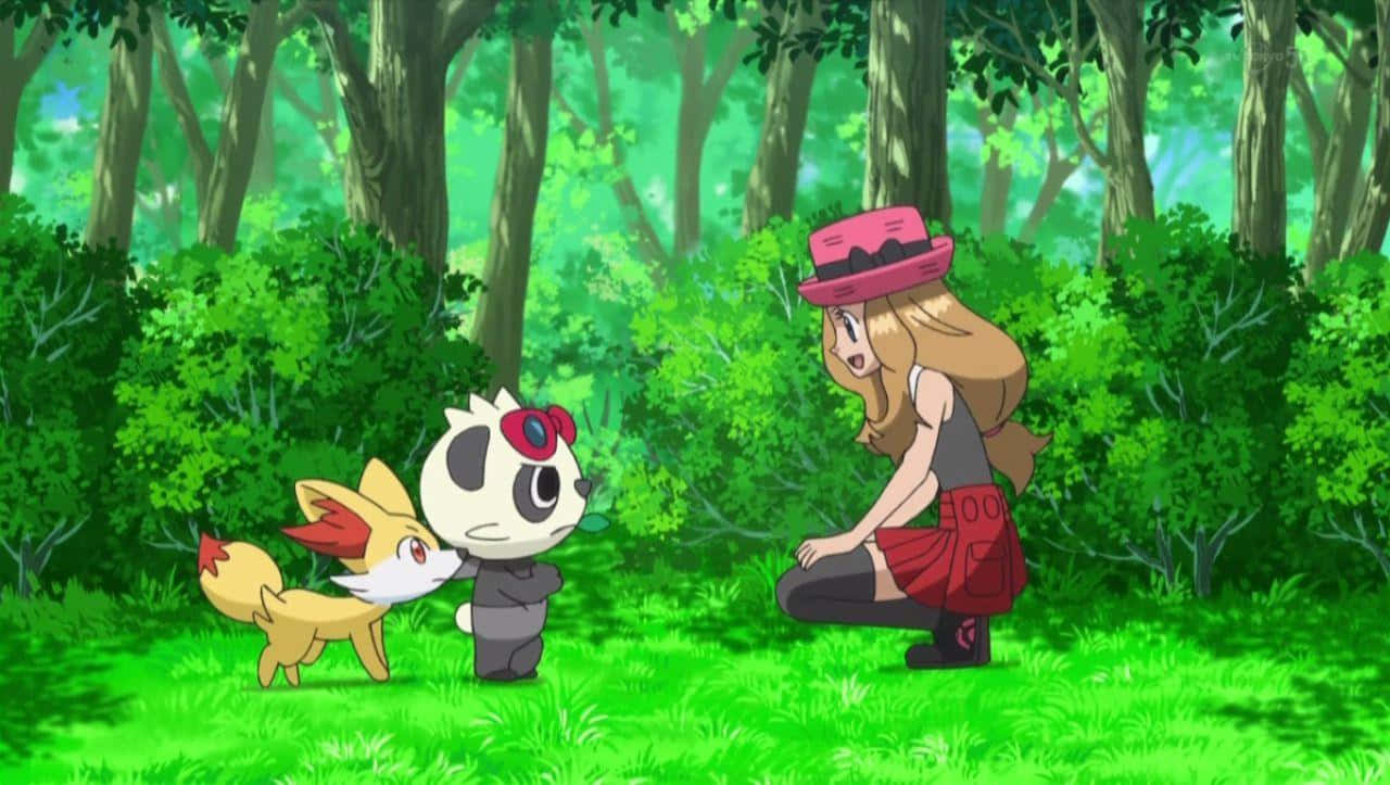 Serena Talking To Pancham Fennekin Background