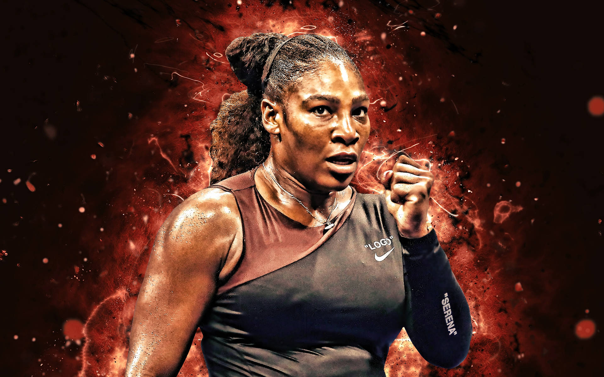 Serena Williams Burning Art Background