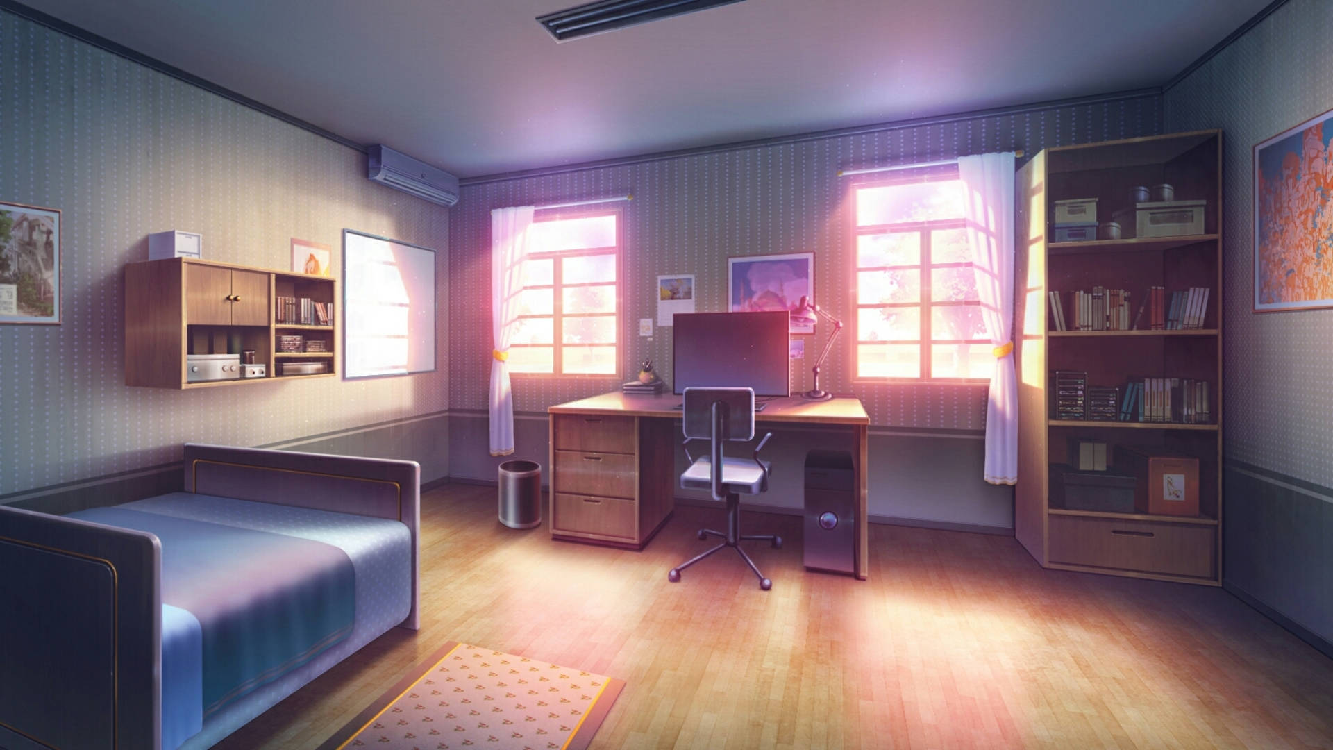Serene Anime Inspired Bedroom Interior Background