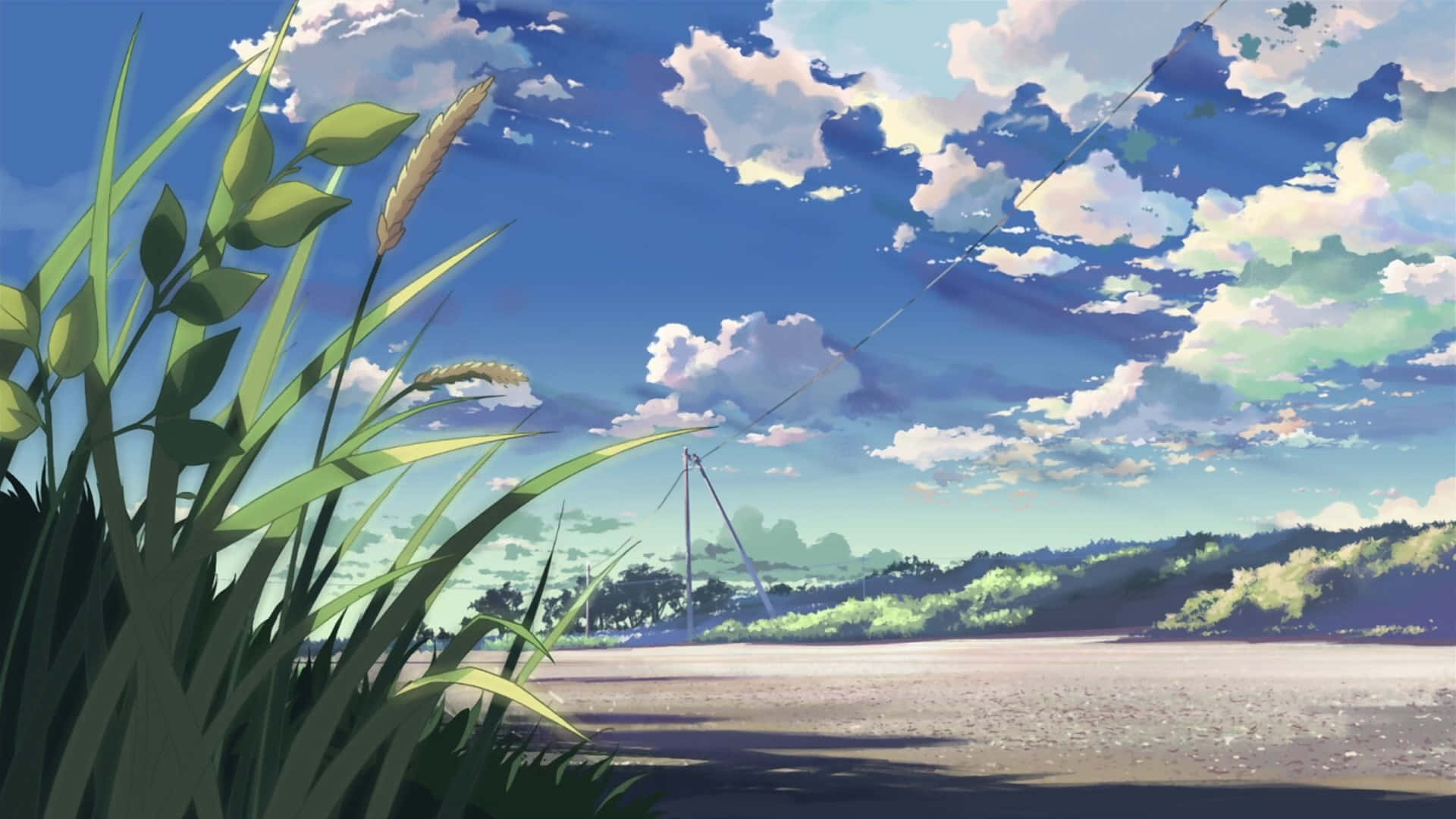 Serene Anime Landscape Fishing Rod Background