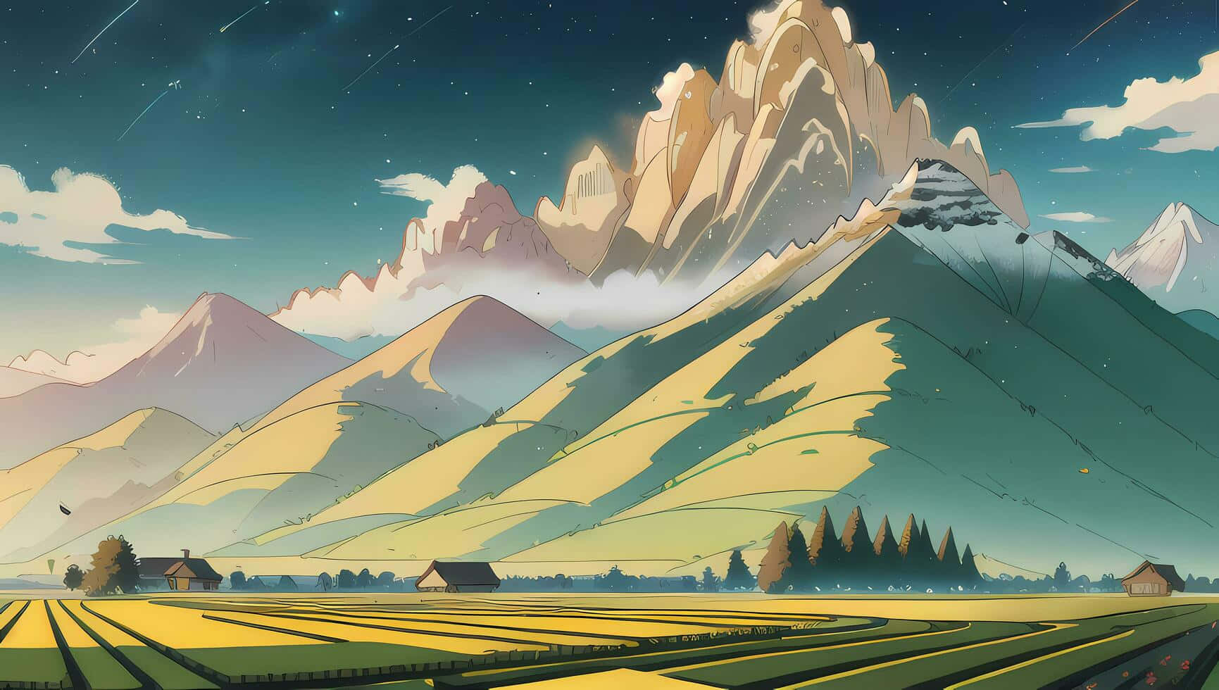 Serene_ Anime_ Landscape_with_ Mountains Background
