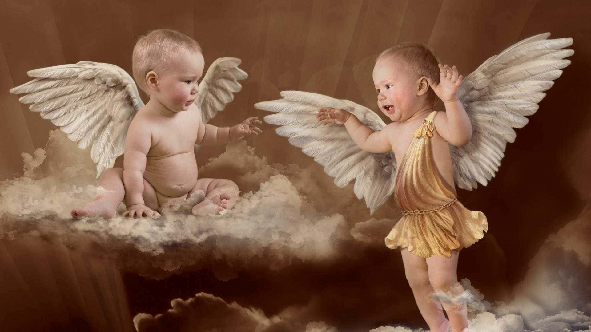 Serene Beauty Of Cute Angels Background