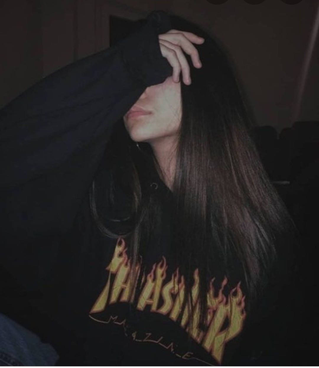 Serene Confidence In Thrasher Hoodie Background