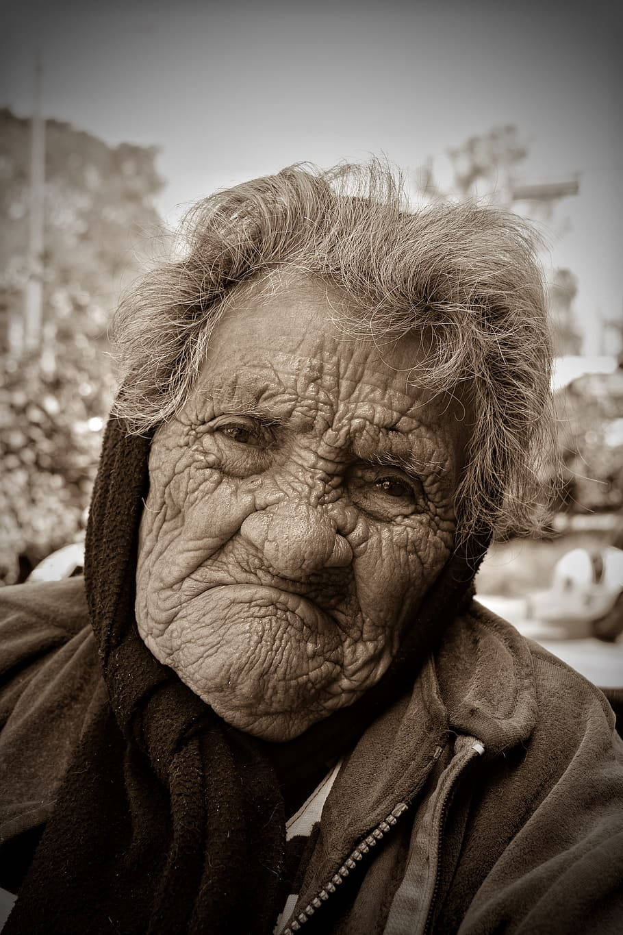 Serene Elderly Woman With A Thoughtful Expression Background