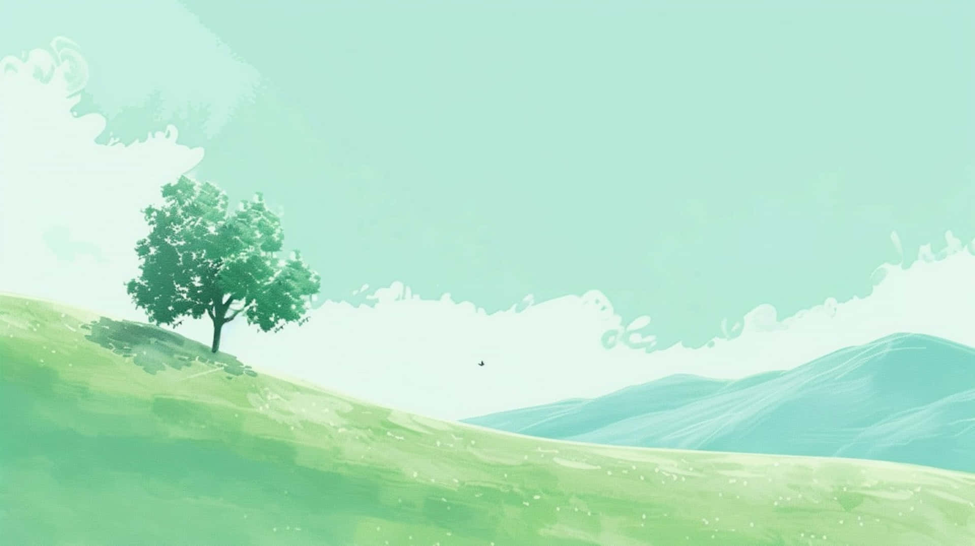 Serene Green Landscape Artwork