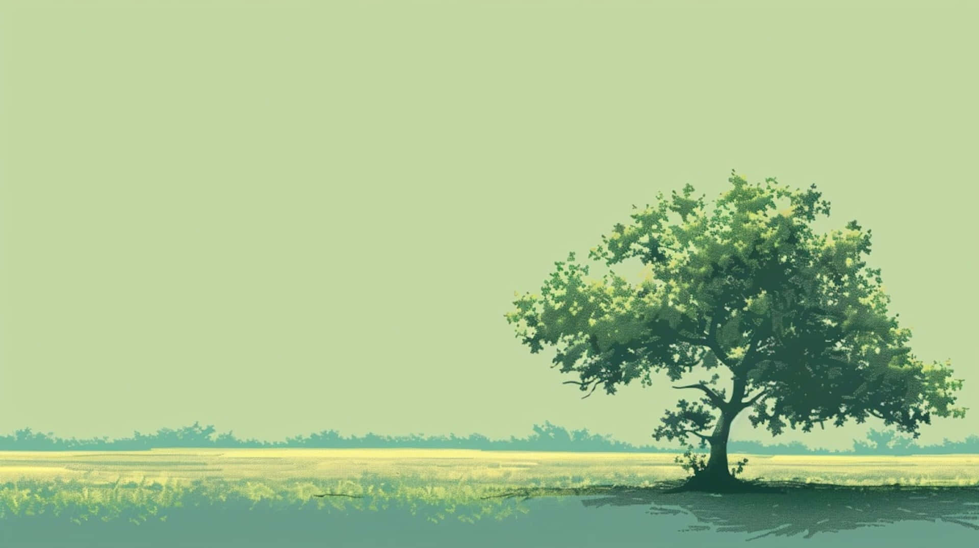 Serene Green Tree Landscape Background