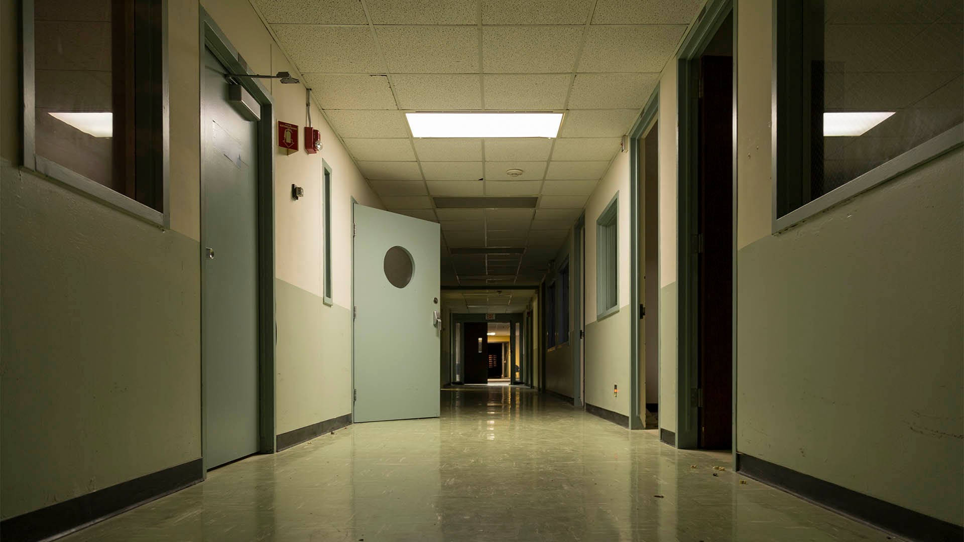 Serene Hallway Of A Modern Hospital Background