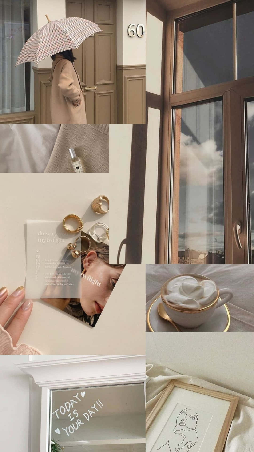 Serene Korean Beige Aesthetic Wallpaper Background