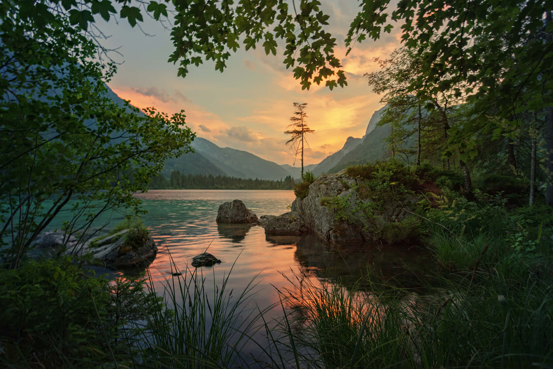 Serene Lake Water At Daytime Background