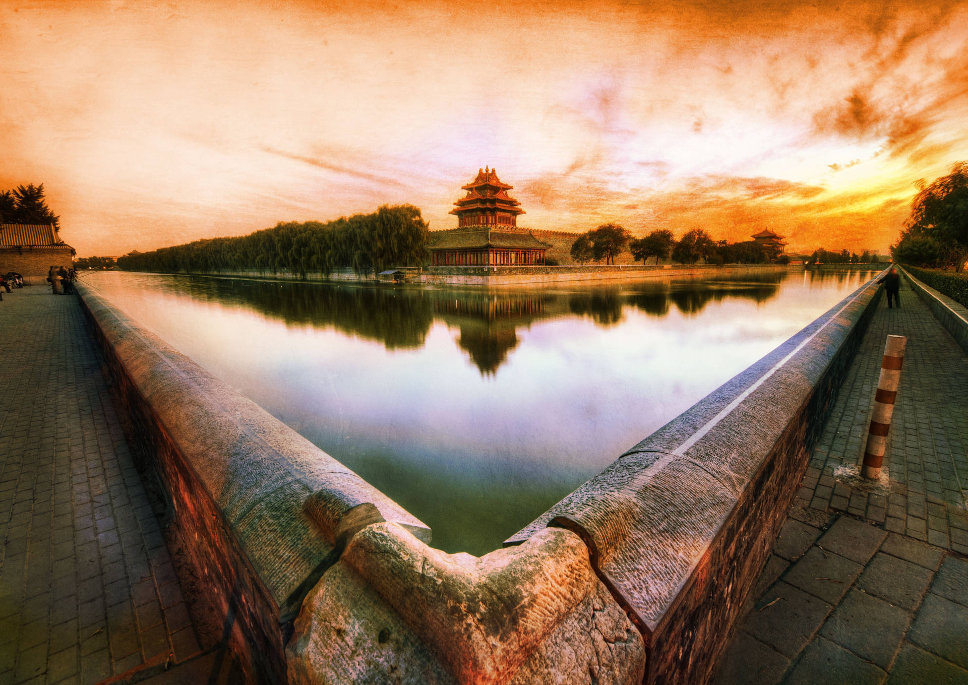 Serene Moat In The Forbidden City, Beijing, China Background