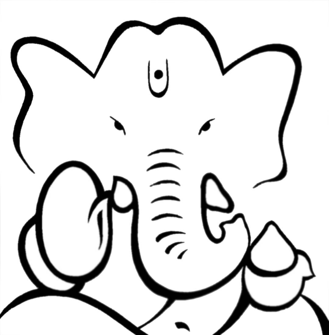 Serene Sketch Of Lord Ganesh In Monochrome Background