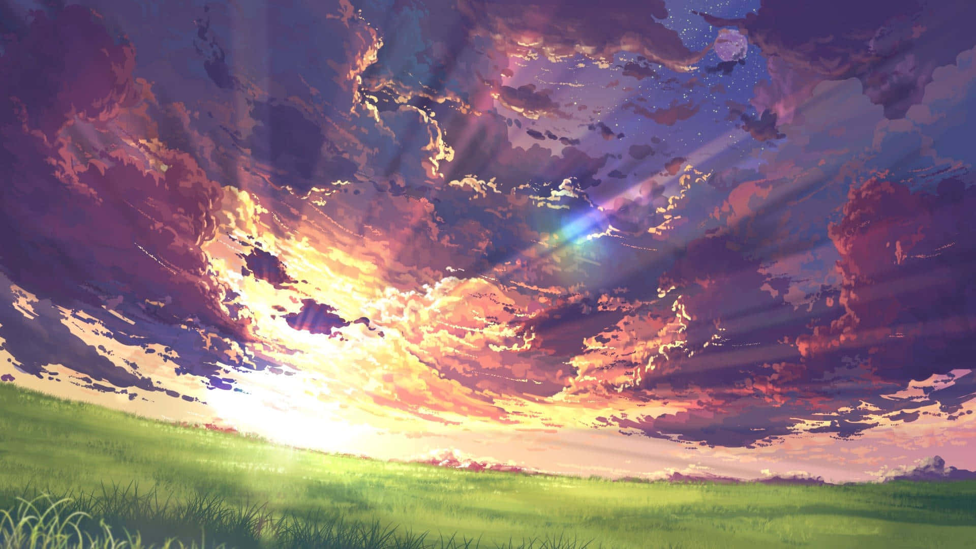 Serene Sky Anime Landscape Background